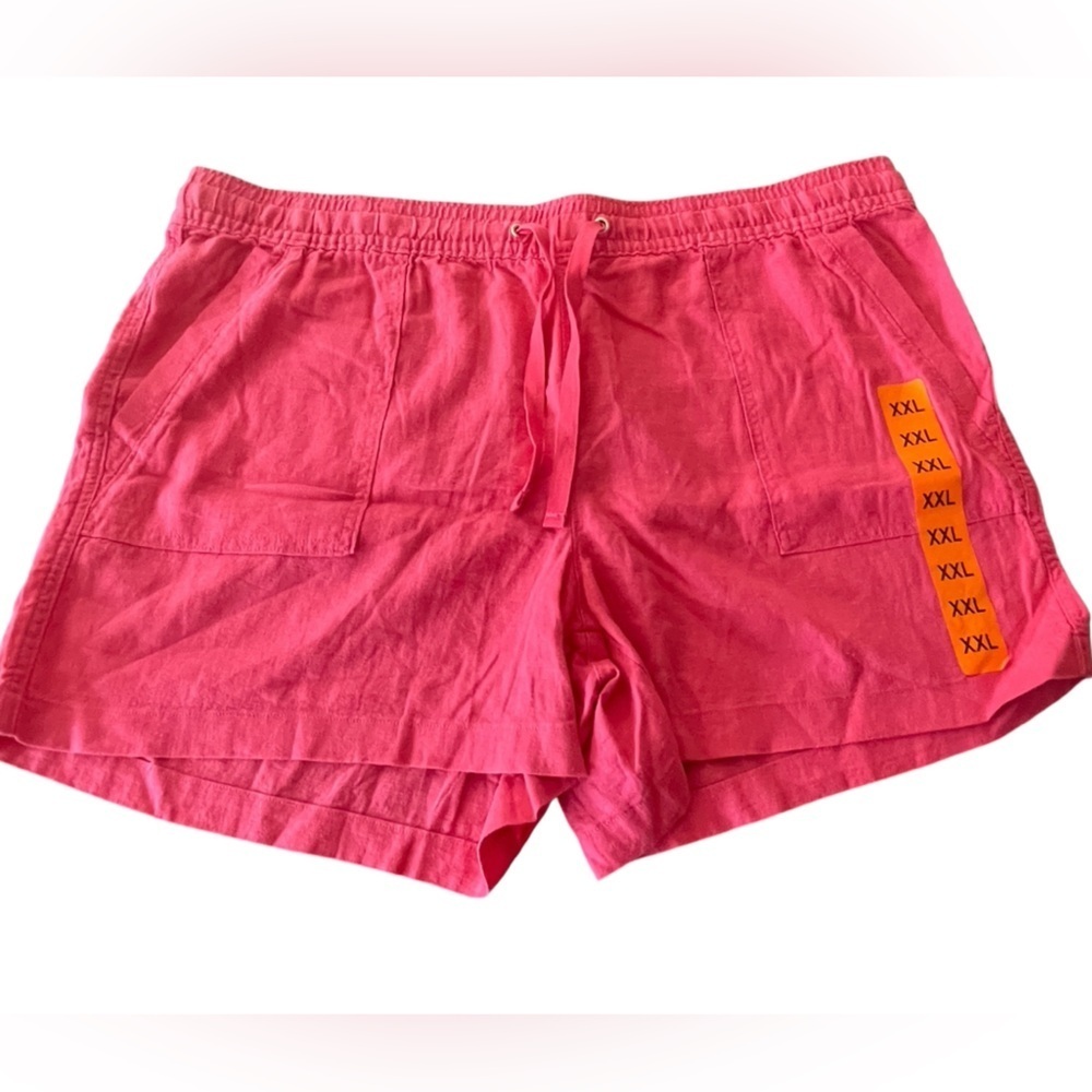 🔥🩷NWT NAUTICA drawstring linen shorts size XXL in pretty hit pink color.